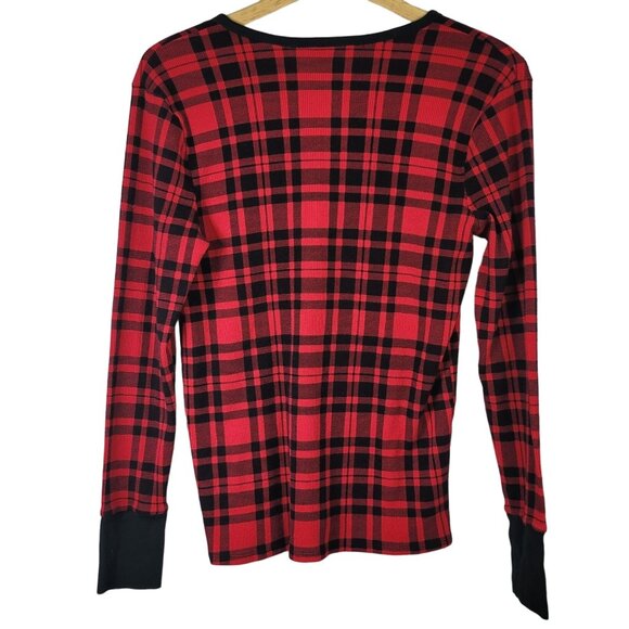 Victoria's Secret Plaid Pajama Set Red Black Medium Long Pants Thermal Waffle - Picture 4 of 15